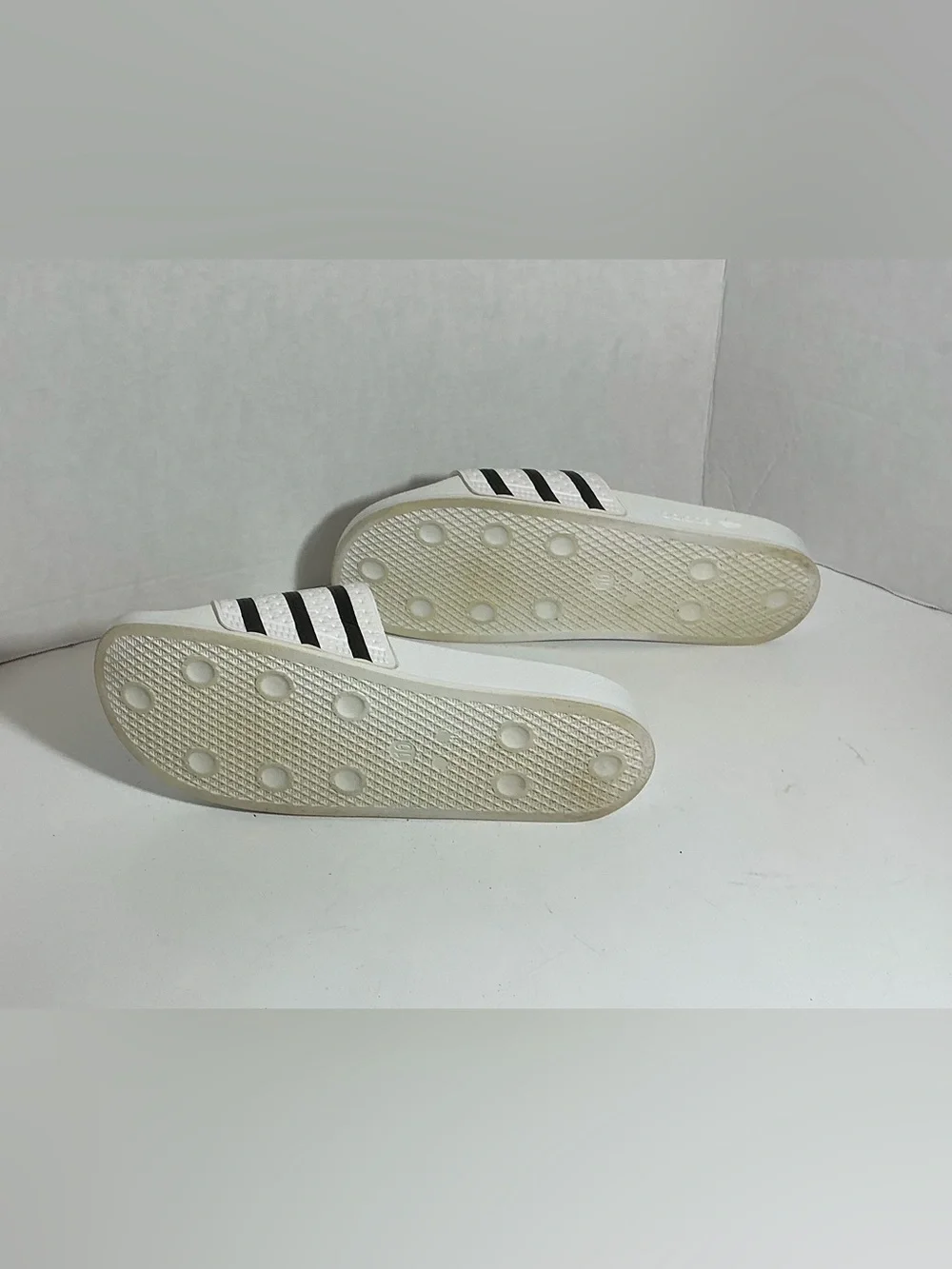 Adidas Adilette Slides White Black Male Size 10 280648 Made In Italy 🇮🇹